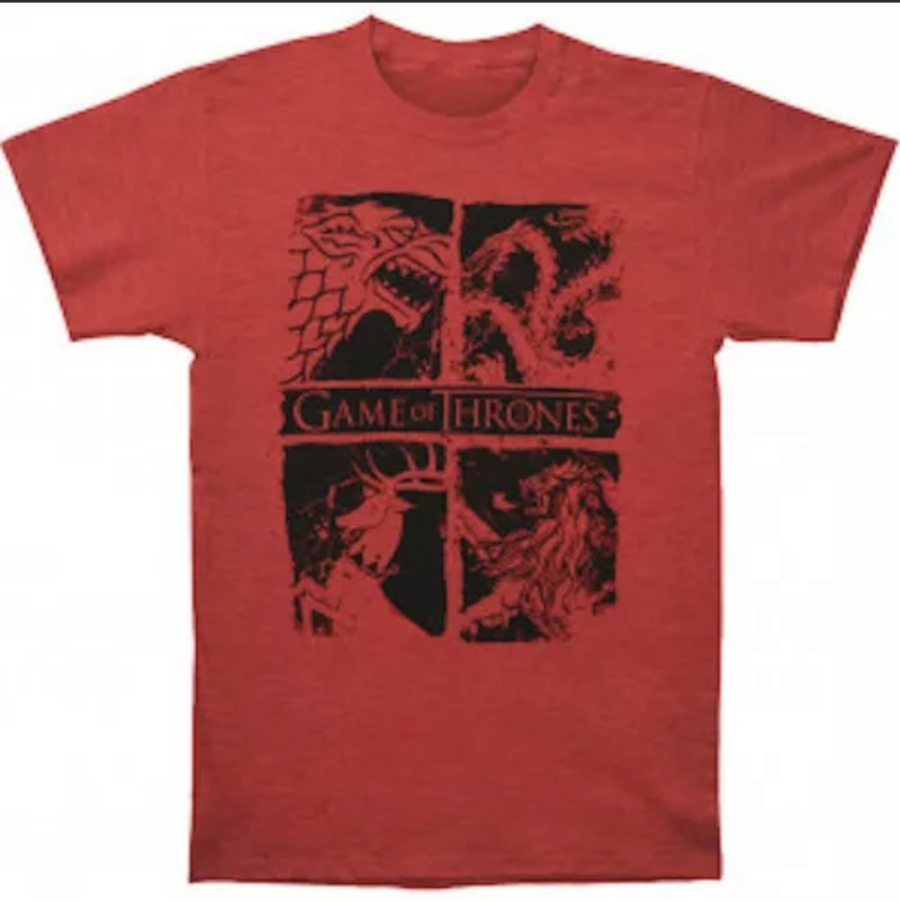 Game Of Thrones "FOUR HOUSE SIGILS" Red T-Shirt